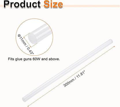 HARFINGTON 10pcs Hot Glue Sticks 0.43" Dia x 11.81" Long EVA Mini Hot Melt Adhesive Glue Stick for Hot Melt Gun Wood Plastic Glass Flowers Fabrics Foam, Clear