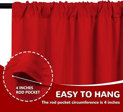 MEETSKY Red Backdrop Curtains for Party Valentine's Day Arch Stage Wedding Ceremony Red Curtains Fabric Photography Backdrop Drapes for BBirthday Party Baby Shower Christmas, 5ft x 10ft, 2 Panels