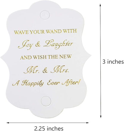 Kingsnow 100 Pack Wedding Ribbon Wand Favor Tags, Ribbon Wands Send Off Tag Exit Wand Tags for Wedding Wands