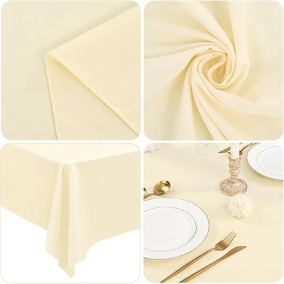 12 Pack 60 x 102 Inch Rectangle Tablecloth, Beige Tablecloth for 6 Feet Rectangle Tables, Stain and Wrinkle Resistant Washable Fabric Table Cloth for Wedding Dining Table Buffet Parties Camping