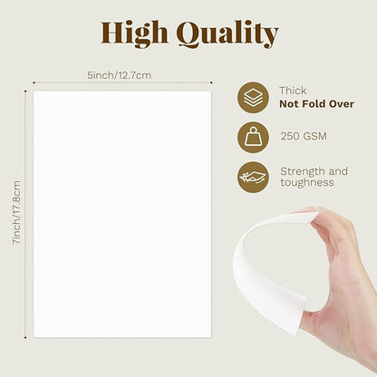 Goefun Blank Note Cards (Not Folded) and Envelopes 5 x 7 Flat Cardstock and A7 Envelopes Self Seal 100 Pack for Wedding, Invitations, DIY Postcards, Thank You Cards & All Occasion