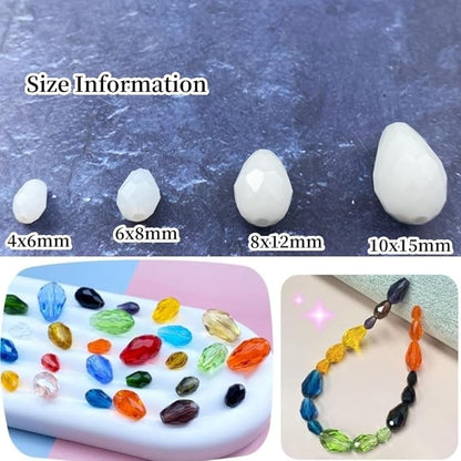 100pcs 8x12mm Teardrop Crystal Glass Beads Vertical Hole Faceted Glass Teardrop Spacer Beads for Bracelets Necklace Earring DIY Jewelry Making Craft(White)