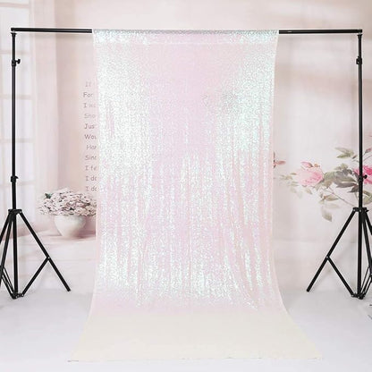 Eternal Beauty White Iridescent Sequin Backdrop, 8x8 Ft Glitter Background Curtains for Shimmer Photography Party Wedding Birthday Back Drop Decor