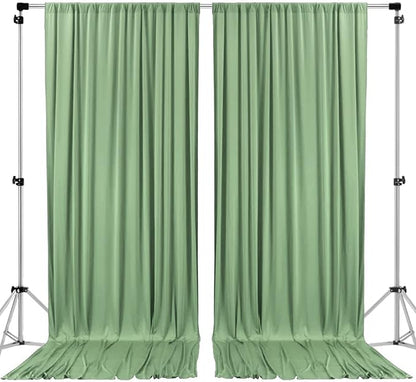 AK TRADING CO. 10 feet x 10 feet Sage IFR Polyester Backdrop Drapes Curtains Panels with Rod Pockets - Wedding Ceremony Party Home Window Decorations
