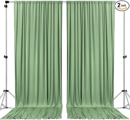 AK TRADING CO. 10 feet Wide x 12 feet Long IFR Polyester Backdrop Drapes Curtains Panels with Rod Pockets - Wedding Ceremony Party Home Window Decorations - SAGE Green