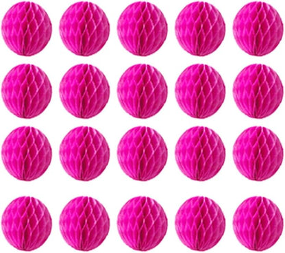 20pcs 3inch Honeycomb Flower Balls Party Honeycomb Balls Decoration Paper Flower Balls Tissue Paper Flower Ball Pom Poms Ball for Birthday Wedding Home Decor (3inch, Hot Pink)