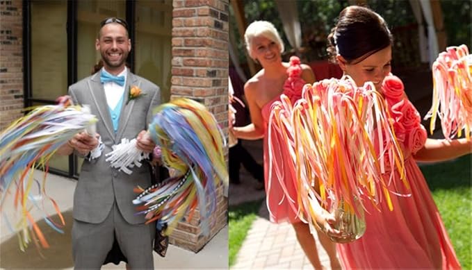 30pcs Ribbon Stick Wands Party Streamers Wedding Party Activities (Peach)