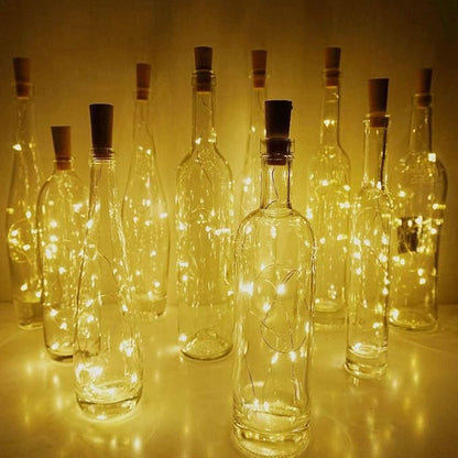 Wine Bottle Cork Lights 15Pack 10 LED/ 40 Inches Battery Operated Cork Shape Copper Wire Colorful Fairy Mini String Lights for Party Christmas Halloween Wedding Decoration (Warm White)