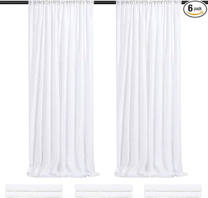 White Backdrop Curtain for Wedding Parties - 2ftx8ft Sparkly Sequin Fabric Drape 6 Panels White Curtain Baby Shower Birthday