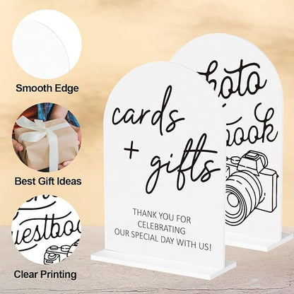 2Pcs Photo Guest Book Sign Cards and Gifts Sign for Wedding Engagement Party Bridal Shower Baby Shower Table Desk Acrylic Decor