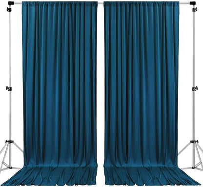 AK TRADING CO. 10 feet x 8 feet IFR Polyester Backdrop Drapes Curtains Panels with Rod Pockets - Wedding Ceremony Party Home Window Decorations - Dark Teal