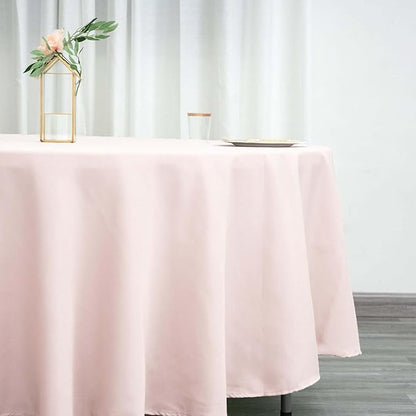 Efavormart Round Tablecloth, 108 Inch Stain & Wrinkle Resistant Washable Table Cloth, Decorative Polyester Fabric Table Cover for Banquet, Wedding, Dining- Blush