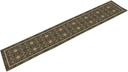 Vintage Boho Floral Table Runner, Rustic Country Farmhouse Brown Bohemia Flower Pattern for Home Kitchen Table Decor Dining Coffee Room Party Decor 13x72in