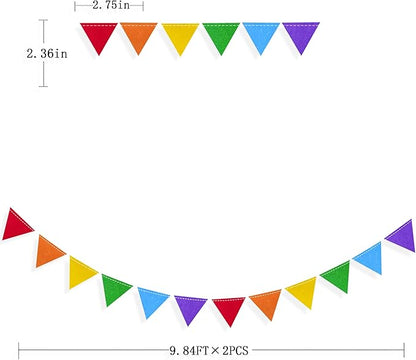 pinkblume Rainbow Party Decorations Colorful Felt Hanging Triangle Mini Bunting Pennant Banner Flag for Birthday Wedding Baby Shower Engagement Carnival Fiesta Festival Party Classroom Nursery Decor