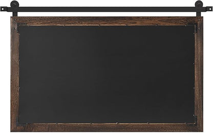COGOOD Farmhouse Barn Door Mirror - 41 x 26 Rustic Wood Framed Wall Mirror for Bathroom, Living Room, Entryway Wall Decor (Black Brown)