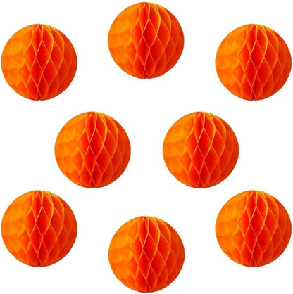 8pcs 10inch Paper Honeycomb Balls Decorative Tissue Honeycomb Balls Paper Pom Poms Flower Balls Art Hanging Balls for Birthday Wedding Nursery Baby Shower Home Decor (10inch, Orange)