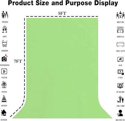 Light Green Screen Backdrop 5x7ft Grass Green Photography Background Meeting Photo Studio Shooting Props