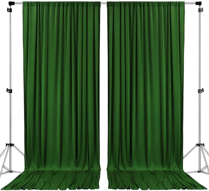 AK TRADING CO. 10 feet x 8 feet IFR Polyester Backdrop Drapes Curtains Panels with Rod Pockets - Wedding Ceremony Party Home Window Decorations - Valley Green