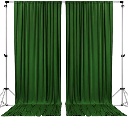 AK TRADING CO. 10 feet x 8 feet IFR Polyester Backdrop Drapes Curtains Panels with Rod Pockets - Wedding Ceremony Party Home Window Decorations - Valley Green