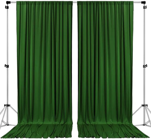 AK TRADING CO. 10 feet x 8 feet IFR Polyester Backdrop Drapes Curtains Panels with Rod Pockets - Wedding Ceremony Party Home Window Decorations - Valley Green