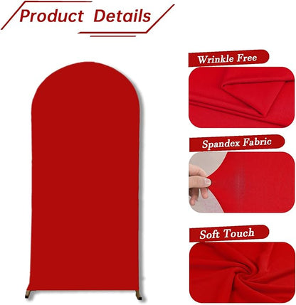 bricia Wedding Arch Backdrop Stand Cover, 5FT Double Sided Stretchy Arch Cover Fitted Wedding Birthday Party Banquet Decoration (Red 60''Lx25.2''W)