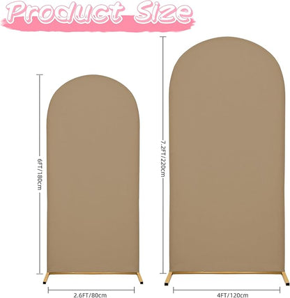 7.2FT Wedding Arch Covers Arch Backdrop Cover Arch Stand Covers Set Arch Cover Spandex Fabric Stretchy Backdrop for Wedding Birthday Party Decoration Baby Shower (Khaki)