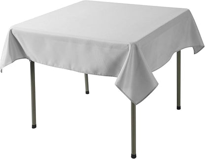 Cupuamon Square Tablecloth 52x52 inch Washable Polyester Fabric Table Cloth for Wedding Party Dining Banquet Decoration（52x52,Silver）