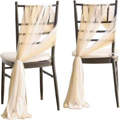 Ling's Moment Wedding Chiffon Chair Sashes Cover Aisle Decorations Draping Fabric Wrinkle-Free with Tie 16 Pcs for Party Ceremony Reception Floral Arrangement Banquet Outdoor Decor
