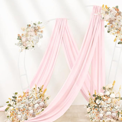 Pink Wedding Arch Draping Fabric 2 Panels 29" x 20 FT Blush Drapes for Backdrop Sheer Curtains Wedding Drapes for Romantic Bridal Baby Shower Ceremony Birthday Party Fall Outdoor Events