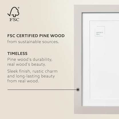 Opposite Wall - 8x10 in - Real Wood Grey Picture Frame - Lightweight, Versatile & Shatterproof - Wall Hanging & Tabletop Photo Frame - Office, Gallery & Home Decor