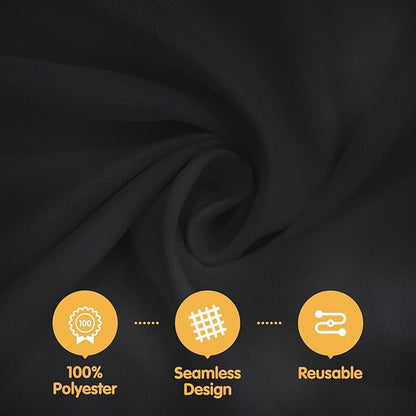 BRILLMAX 4 Pack Black Round Tablecloths 132 Inch - Circle Bulk Linen Polyester Fabric Washable Table Cloth Cover for Wedding Reception Banquet Birthday Party Buffet Restaurant