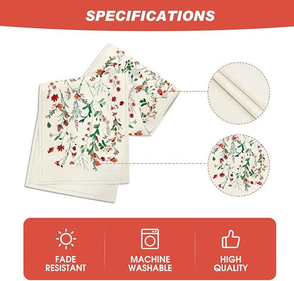 Artoid Mode Floral Leaves Christmas Table Runner, Wild Flowers and Grasses Winter Kitchen Dining Table Decoration for Home Party Decor 13x48 Inch