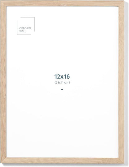 Opposite Wall - 12x16 in - Natural Solid Oak Wood Picture Frame - Lightweight, Versatile & Shatterproof - Wall Hanging Poster or Photo Frame - Wall Decor for Office, Gallery & Home