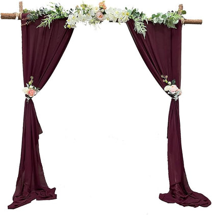 EHLDekol 10ft Chiffon Table Runners 29x120 inches Romantic Sheer Wedding Table Runner Top Table Bridal Party Decoration (Burgundy, 10ft)