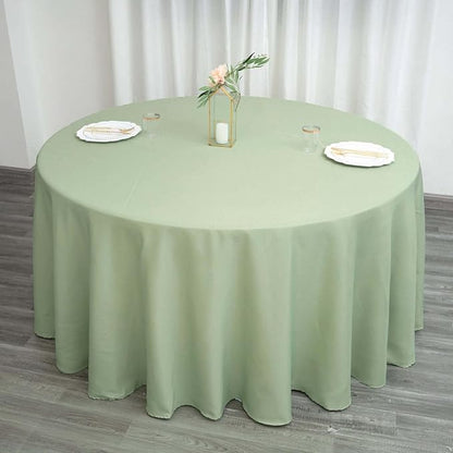 Efavormart Round Tablecloth, 120 Inch Stain & Wrinkle Resistant Washable Table Cloth, Decorative Polyester Fabric Table Cover for Banquet, Wedding, Dining - Sage Green
