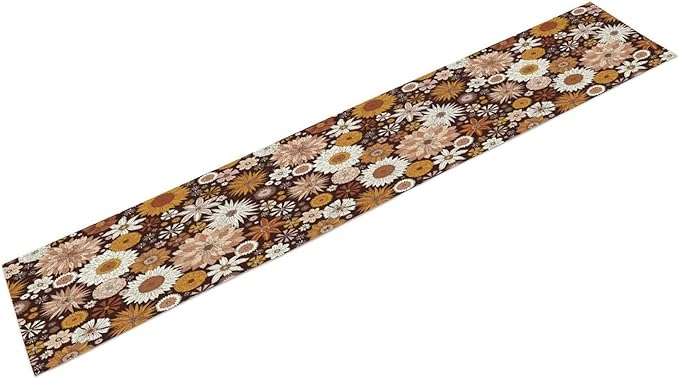 Boho Floral Table Runner, Vintage Country Farmhouse Daisy Flowers Modern Kitchen Dining Room Decoration for Indoor and Outdoor Wedding Party Banquet Table Runner 13x120 Inch