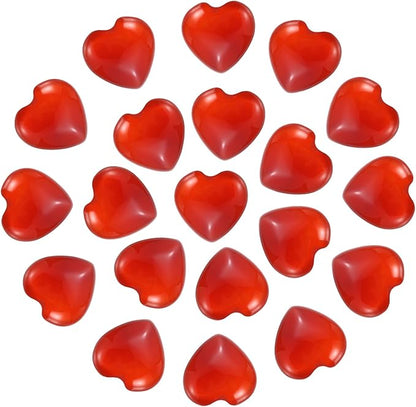 PATIKIL 20 Pcs Natural Heart Shaped Crystal Stone, 0.6 Inch Mini Polished Love Gemstone Crystal, Pocket Rock Engraved Worry Stones for Women Gifts Meditation, Agate Red
