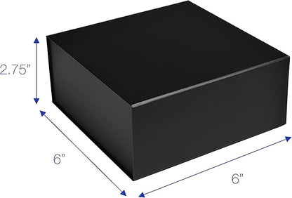 CECOBOX - Gift Boxes with Lids for Presents 6"x6"x2.75" - Matte, Collapsible Magnetic Closure Gift Box - Groomsmen & Bridesmaid Proposal Boxes, Wedding, PR, Birthdays, Holidays (Black)