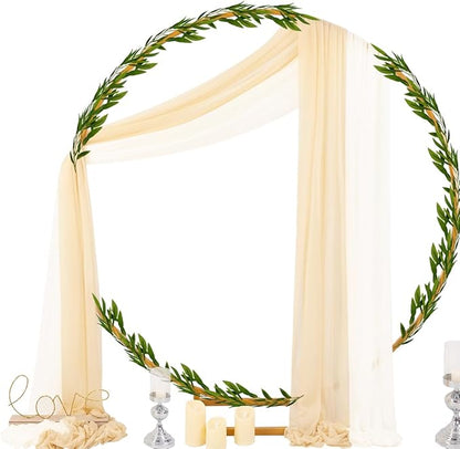 Socomi Wedding Arch Draping Fabric 29" x 20Ft 2 Panels Champagne and Cream Sheer Outdoor Curtain Drapes Extra Long for Bridal Baby Shower Birthday Party Decor