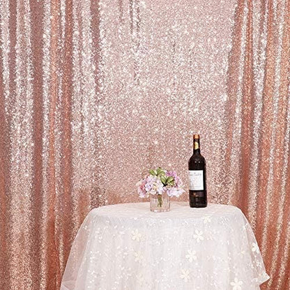Eternal Beauty Rose Gold Sequin Backdrop, 6x6 Ft Glitter Background Curtains for Shimmer Photography Party Wedding Birthday Back Drop Decor