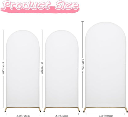 6.6FT Wedding Arch Covers Arch Backdrop Cover Arch Stand Covers Set Arch Cover Spandex Fabric Stretchy Backdrop for Wedding Birthday Party Decoration Baby Shower (White, Cover Only)