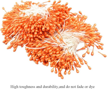 HAHIYO 700pc 3mm Orange Pearl Double Head Flower Pistil for Flower Making and Scrapbook Decoration