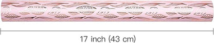 WRAPAHOLIC Pink Wrapping Paper Roll - 17 Inch x 33 Feet - Metallic Rose Gold Leaves Wedding Wrapping Paper for Birthday, Baby Shower, Wedding, Bridal Shower