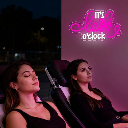 Lash Neon Sign, it's Lash O'Clock Led Neon Light Signs for Wall Decor Beauty Room Salon Nails Business Light up Sign for Lash Techs Girls Christmas Birthday Gift Dimmable USB Powered(14.2"*8.7")