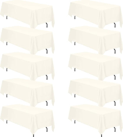 BRILLMAX 10 Pack Ivory Tablecloths 70 x 120 Inch for 6ft or 8ft Rectangle Tables - Rectangular Bulk Linen Polyester Fabric Washable Cloth Cover for Wedding Reception Banquet Birthday Party