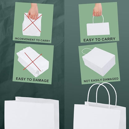 METRONIC Kraft Paper Gift Bags with Handles 16x6x12 Inch 6000 Pack | Christmas, Birthday Party Favors, Retail Shopping, Small Business Bulk | White Gift Wrap Bag