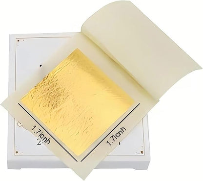 Edible Gold Leaf Sheets, 10 Sheets 1.7" 24kt Gold Foil Edible for Cake Baking, Genuine Food Gold Foil Paper for Cooking, Dessert, Gilding, Craft Art, Holiday Decoration