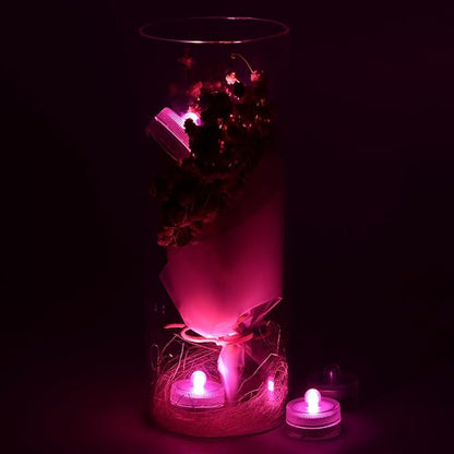 KITOSUN Submersible LED Lights cr2032 Battery Powered Underwater Waterproof LED Tea Light Candles for Events Wedding Centerpieces Vase Floral Xmas Holidays Home Decor Lighting(Pack of 12) (Pink)