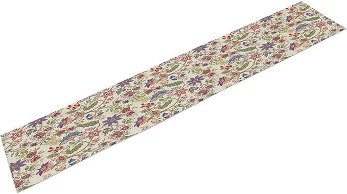 Spring Floral Table Runner, Boho Floral Pattern Natural Plant Table Decoration for Home Kitchen Restaurant Holiday Party, 13in W x 36in L