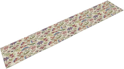 Spring Floral Table Runner, Boho Floral Pattern Natural Plant Table Decoration for Home Kitchen Restaurant Holiday Party,13in（33cm） W * 72in（184cm） L